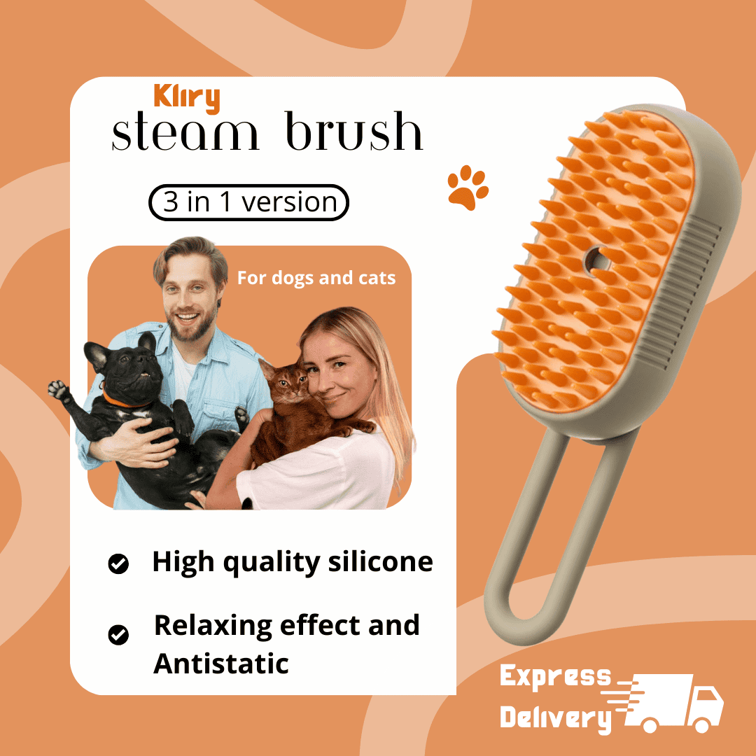 Kliry™ 3-in-1 steam brush for pets.