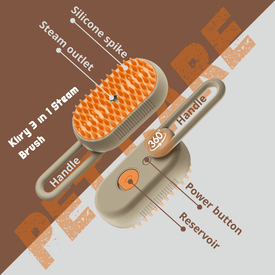 Kliry™ 3-in-1 steam brush for pets.