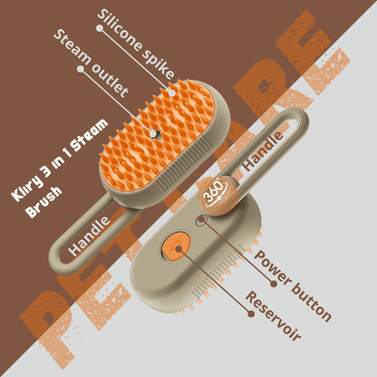 Kliry™ 3-in-1 steam brush for pets.