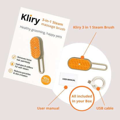 Kliry™ 3-in-1 steam brush for pets.